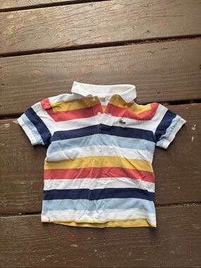 Lacoste Kids Striped Polo in Navy, Light Blue, Yellow, Red & White